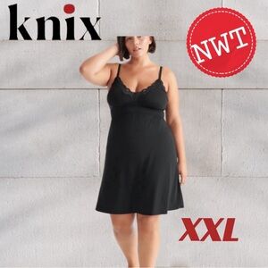 ⬇️🇨🇦🆕🏷️ *NWT* KNIX | XXL | Black Modal Nightgown with lace V-neck